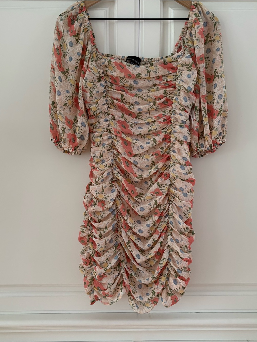 Lucy Paris XS Cinched Floral Romantic Puff Sleeve Dress
